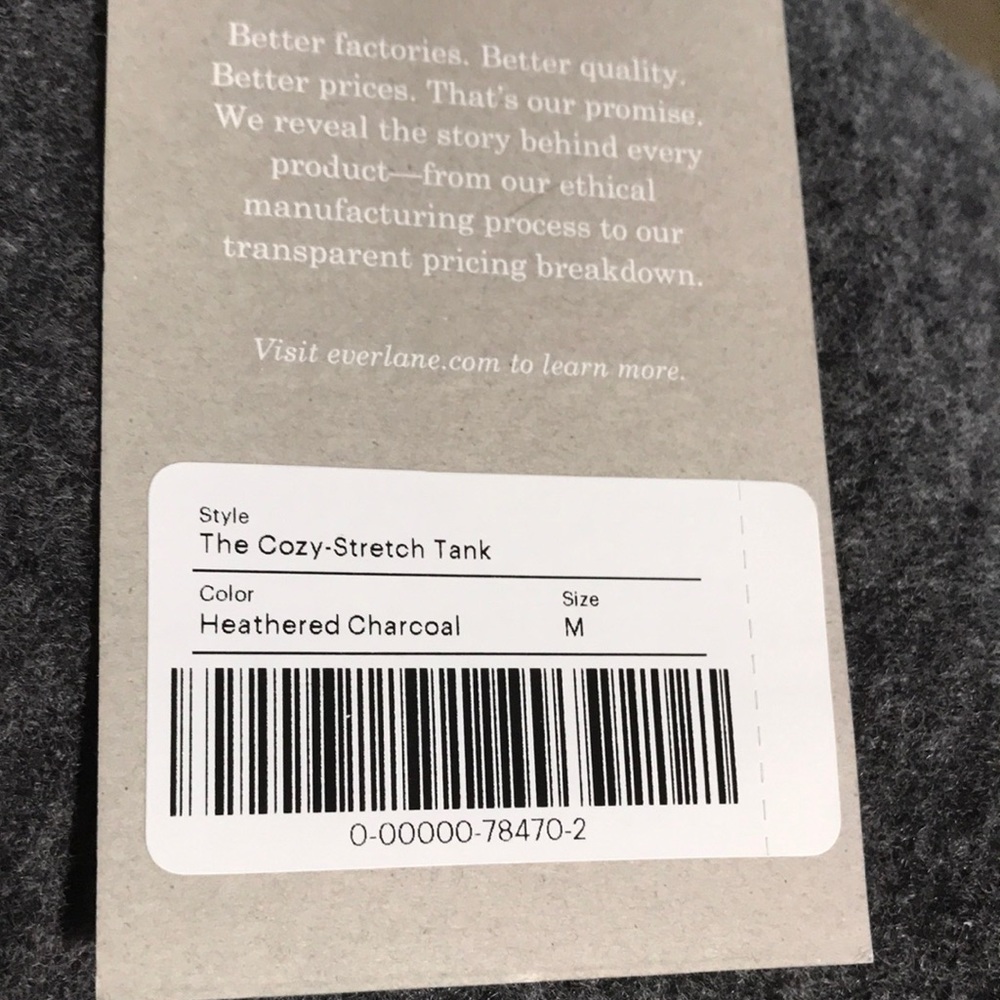 Everlane Cozy Stretch Crop Tank Top Ribbed Wool/Yak/Nylon Dark Grey M NWT - Picture 7 of 12